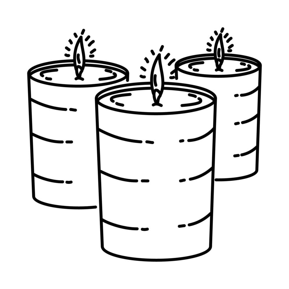 icono de fiesta de velas. Doodle dibujado a mano o estilo de icono de contorno vector