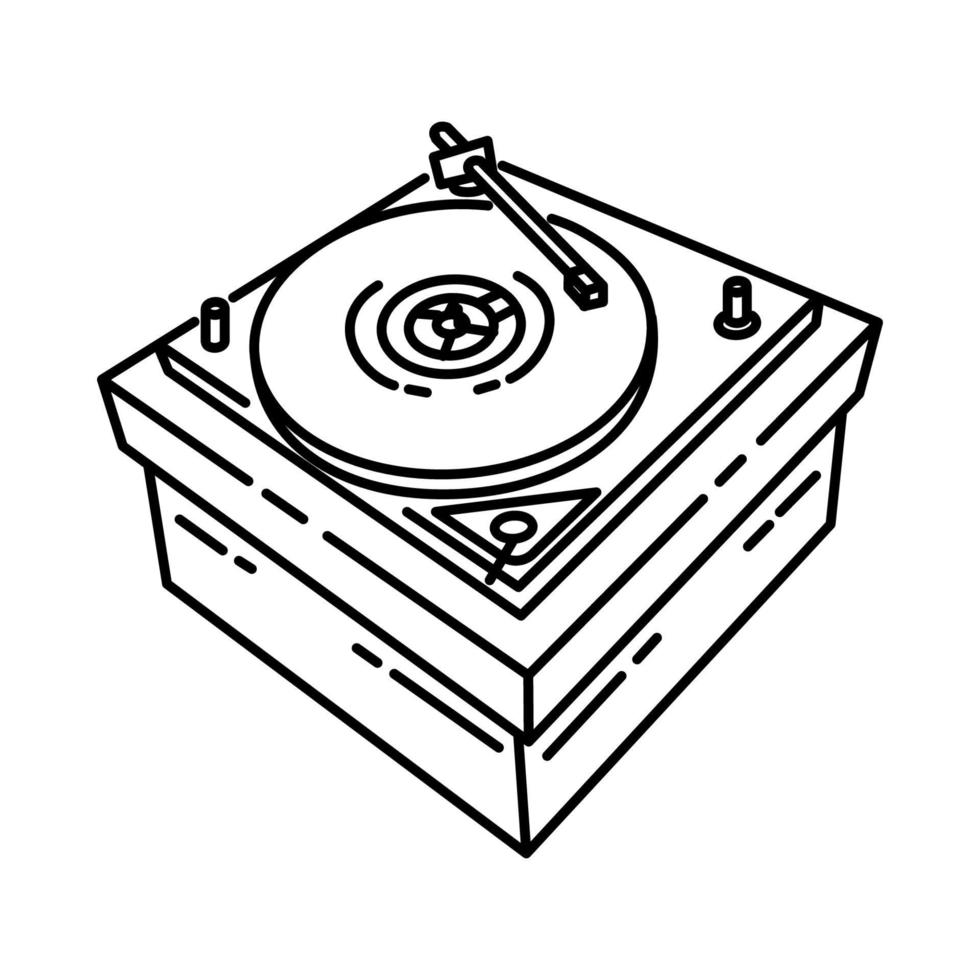 icono de tocadiscos. Doodle dibujado a mano o estilo de icono de contorno vector