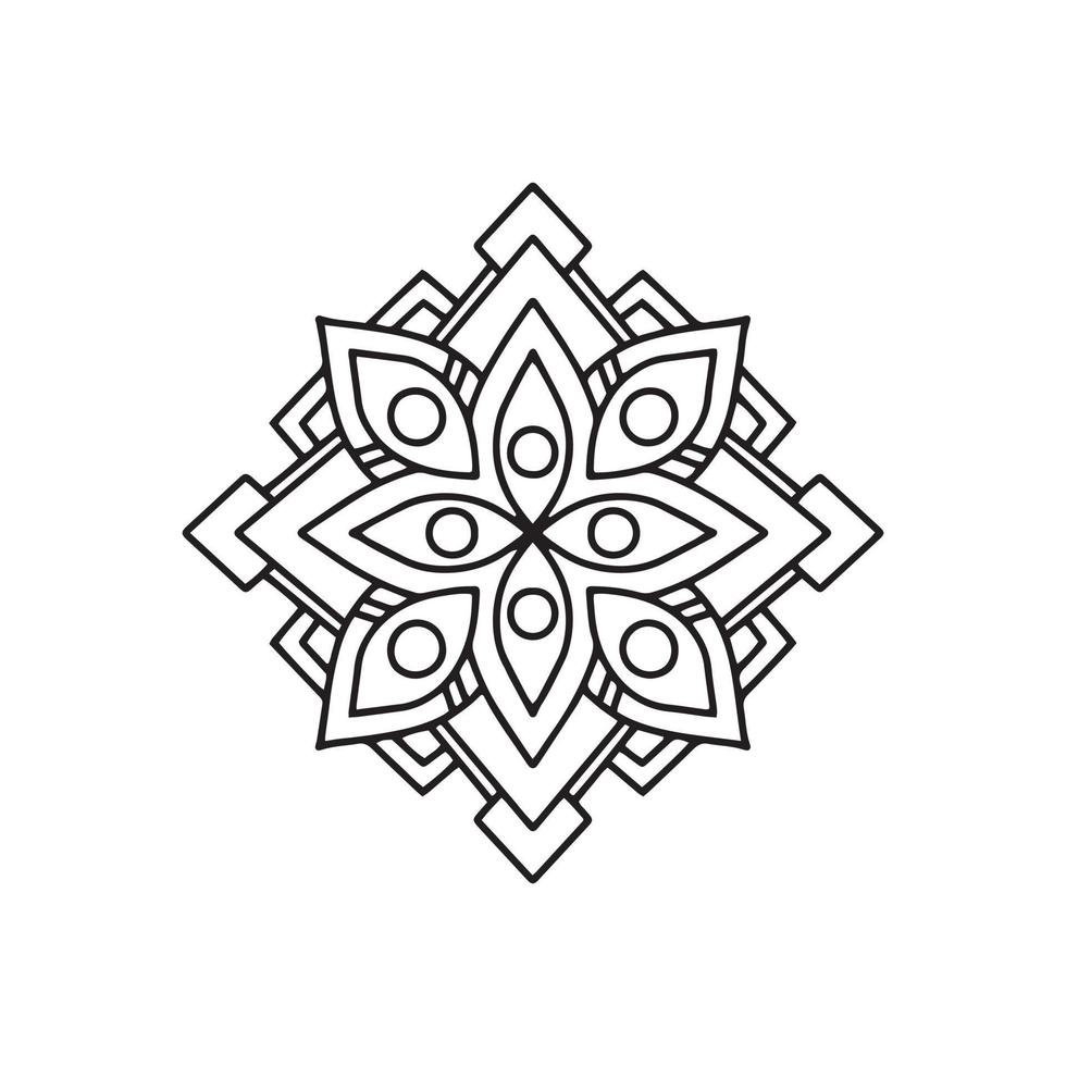 icono de mandala de flores, estilo de contorno vector