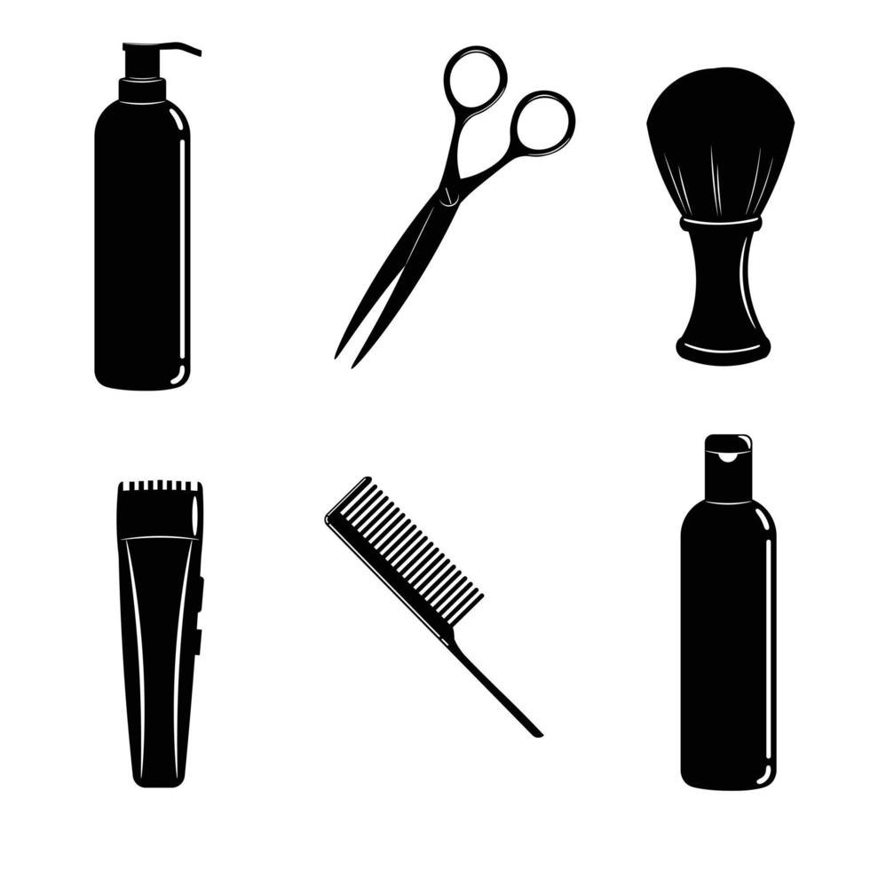salón de peluquería o iconos de vector de tienda