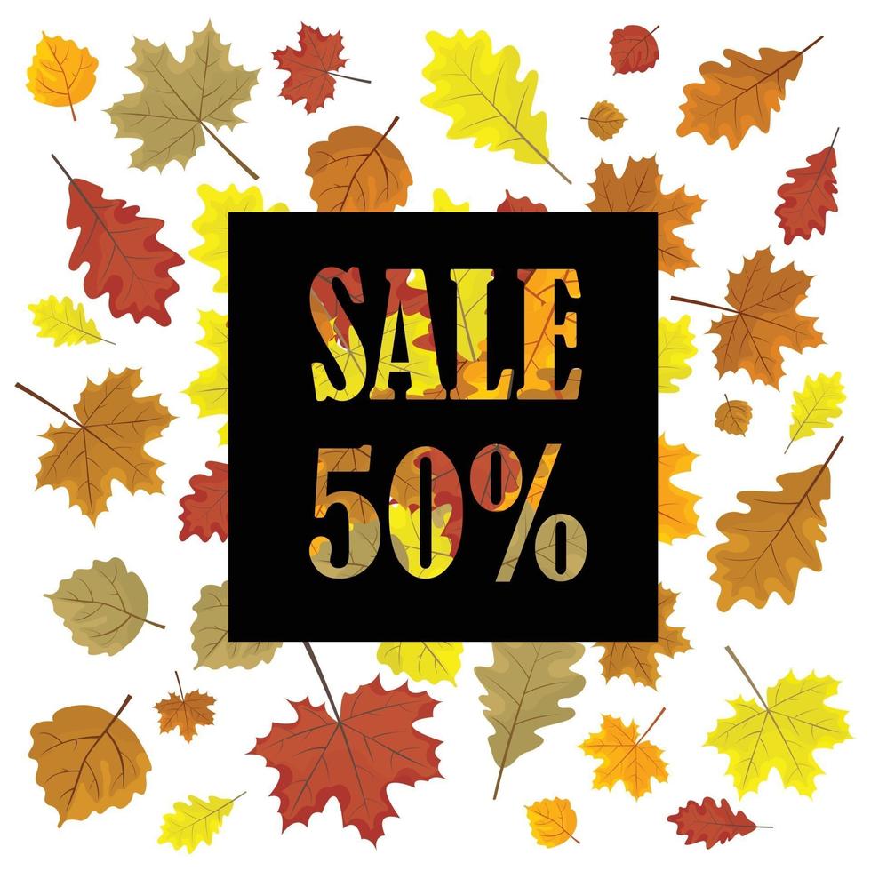 Sales banner with autumn leaves. Leafs in season vector sale design