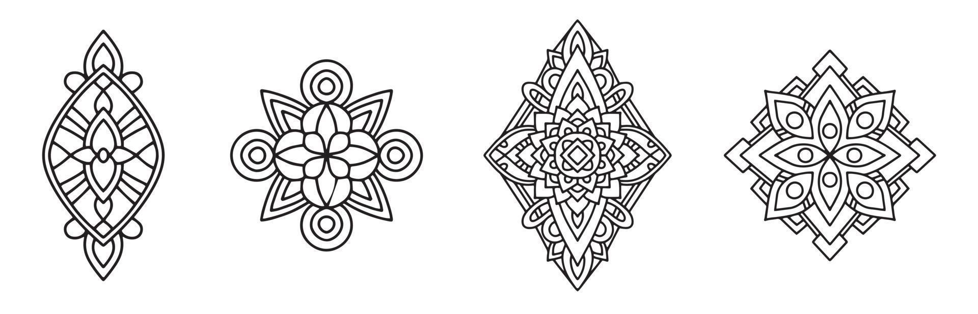 icono de conjunto de mandala tribal, estilo de contorno vector