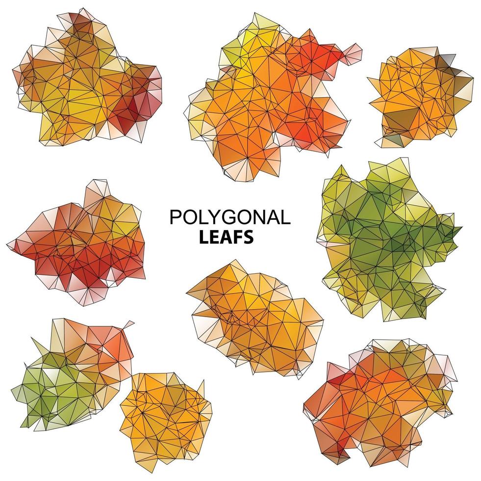 polygonal leafs for design. Abstract white background. Summer. vector