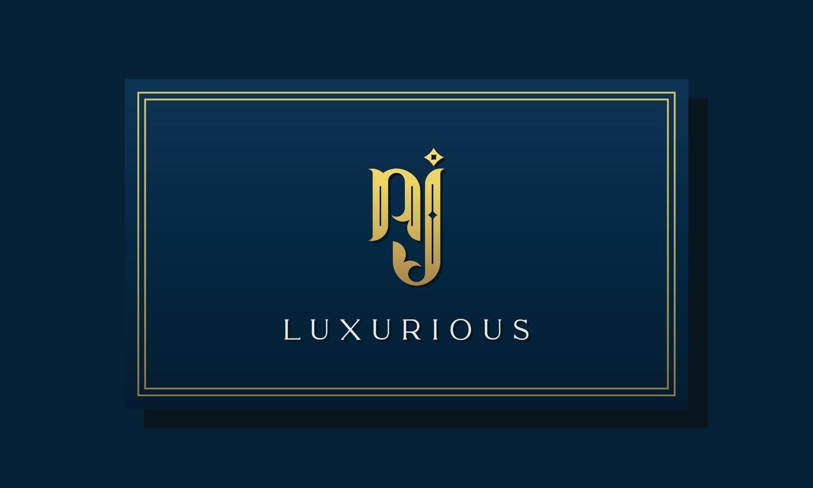Vintage royal initial letters NJ logo. vector