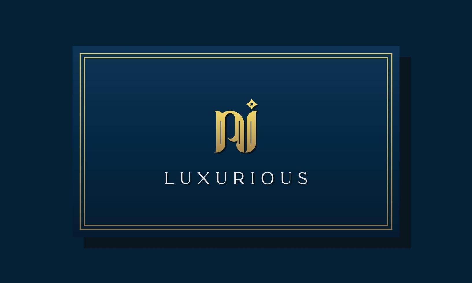 Vintage royal initial letters NI logo. vector