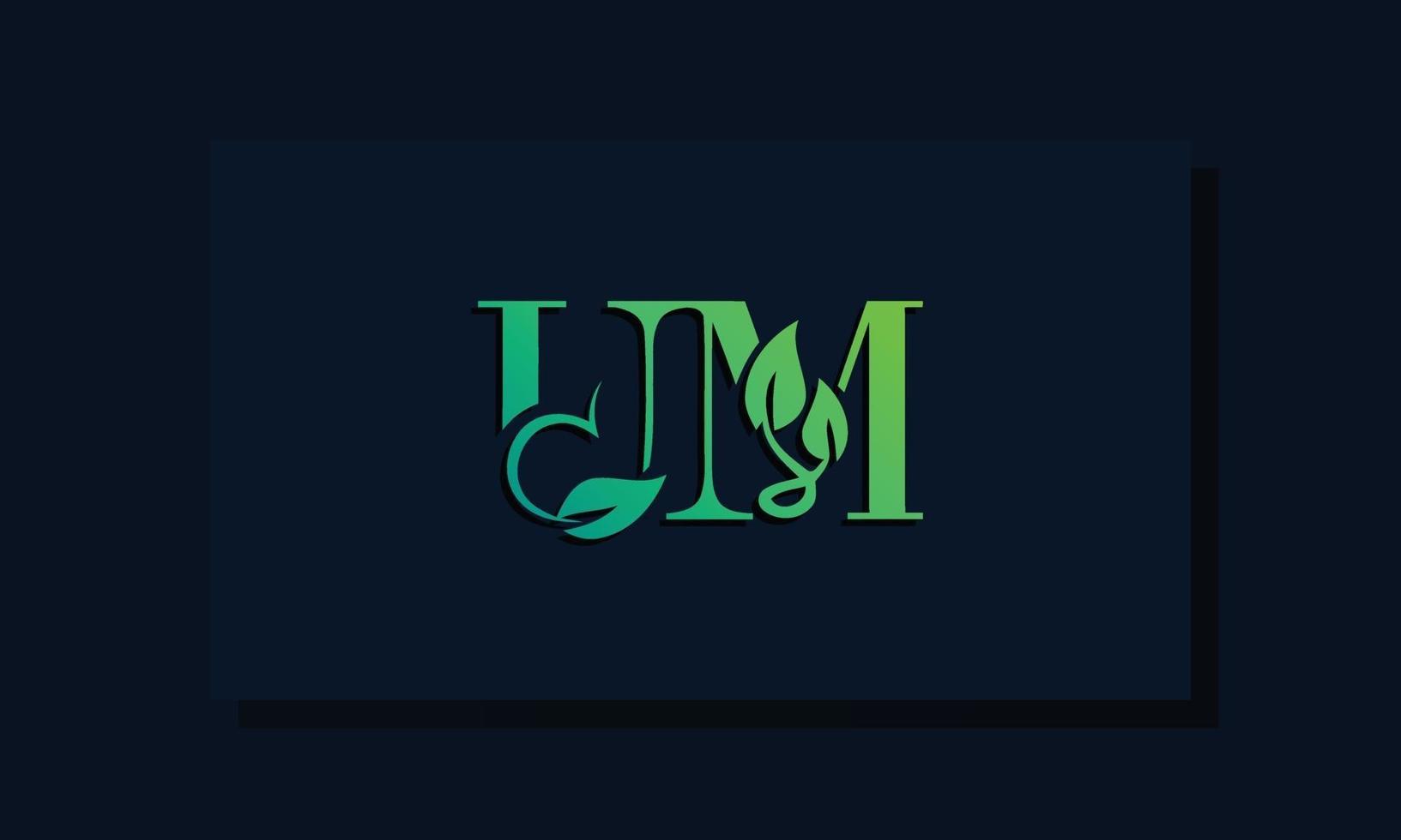 Minimal leaf style Initial UM logo vector