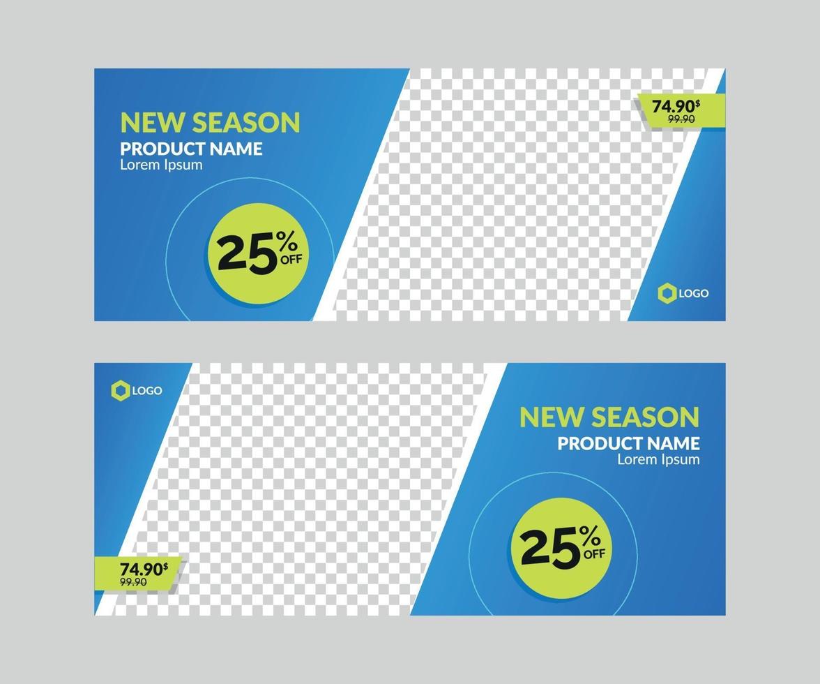 Horizontal Sale Banner Templates Set for Web with Empty Frame vector