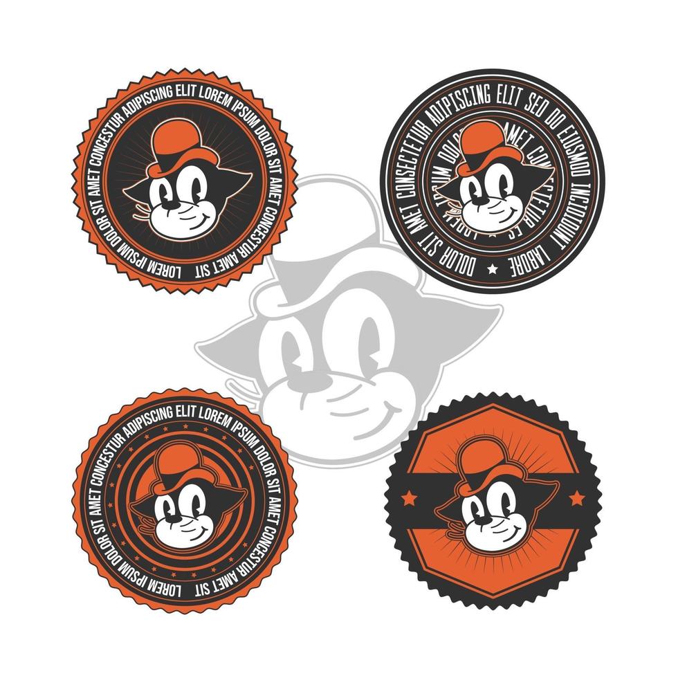 Collection of retro badges with vintage style characters vector