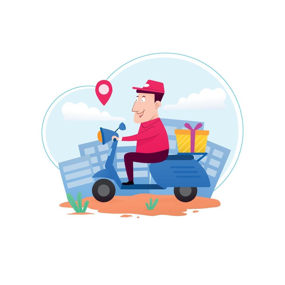 Man delivery package vector