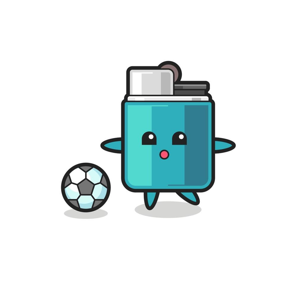 Illustration of lighter cartoon is playing soccer vector