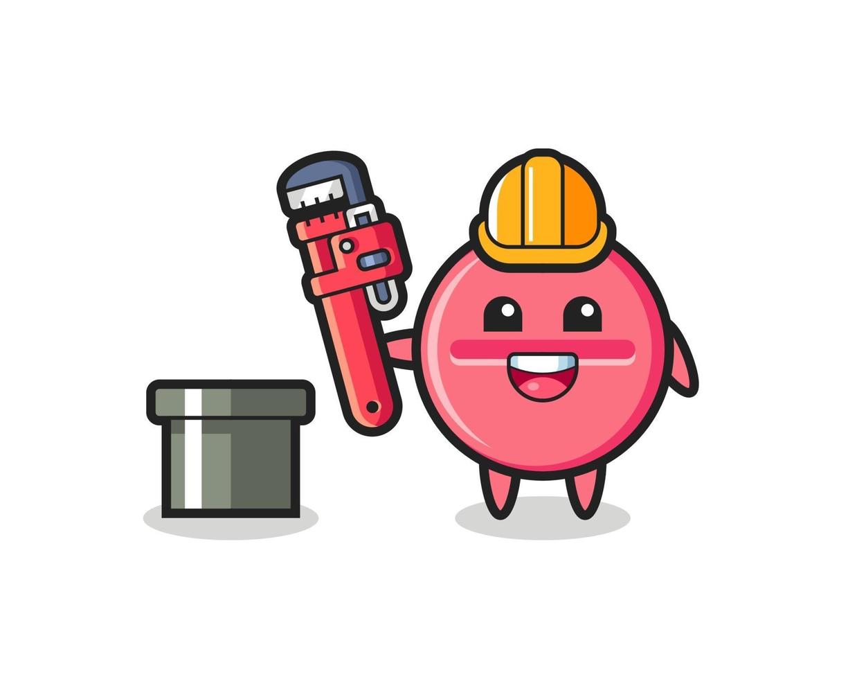 Character Illustration of medicine tablet as a plumber vector