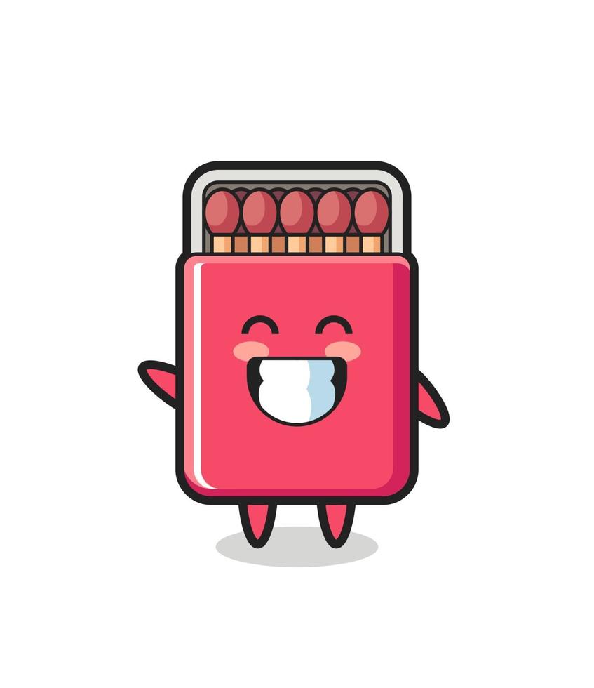 matches box cartoon character doing wave hand gesture vector