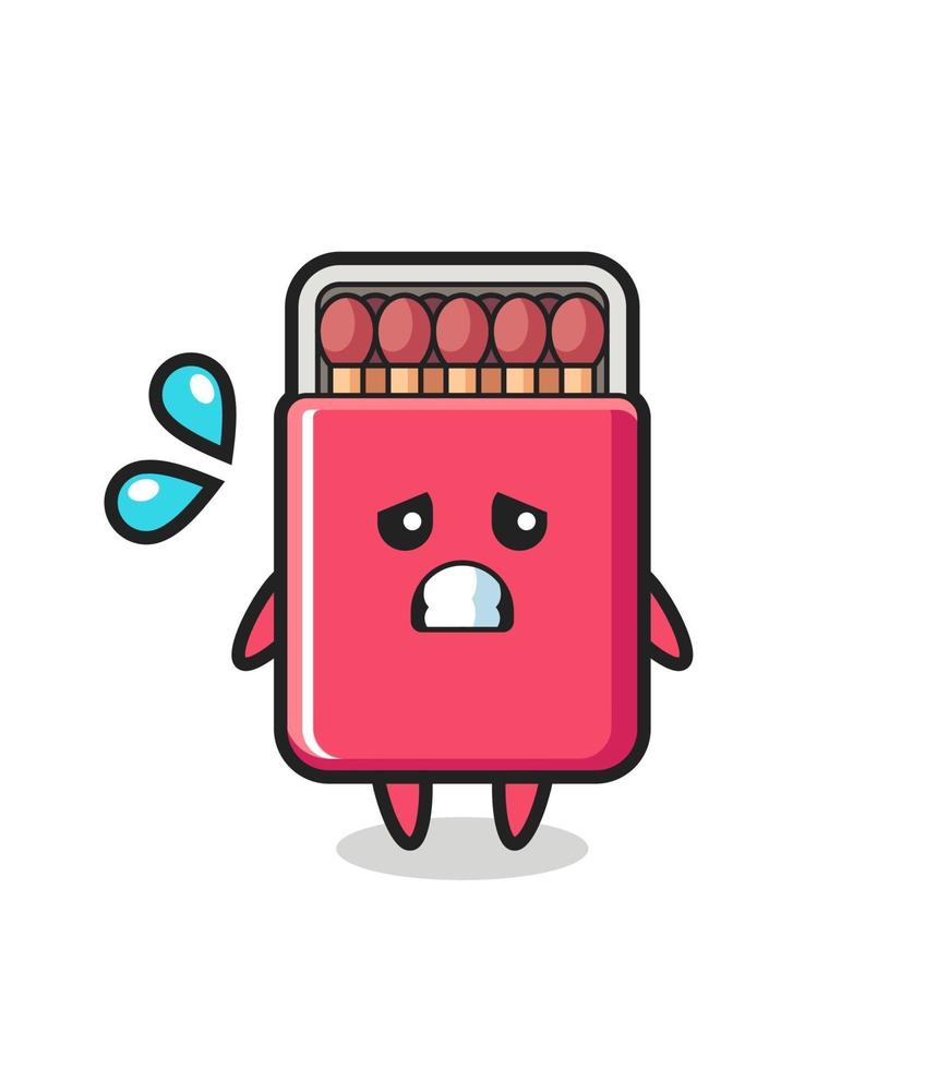 matches box mascot character with afraid gesture vector