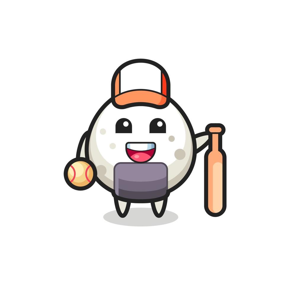 personaje de dibujos animados de onigiri como jugador de béisbol vector