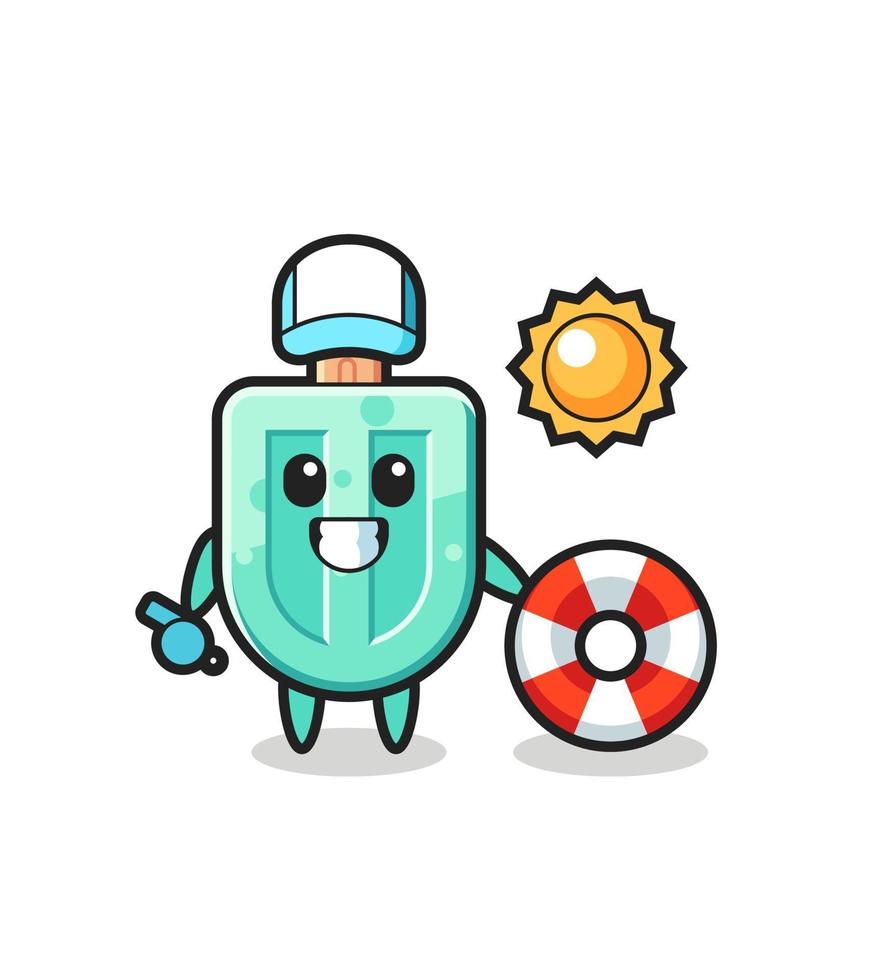 Cartoon mascot of popsicles as a beach guard vector