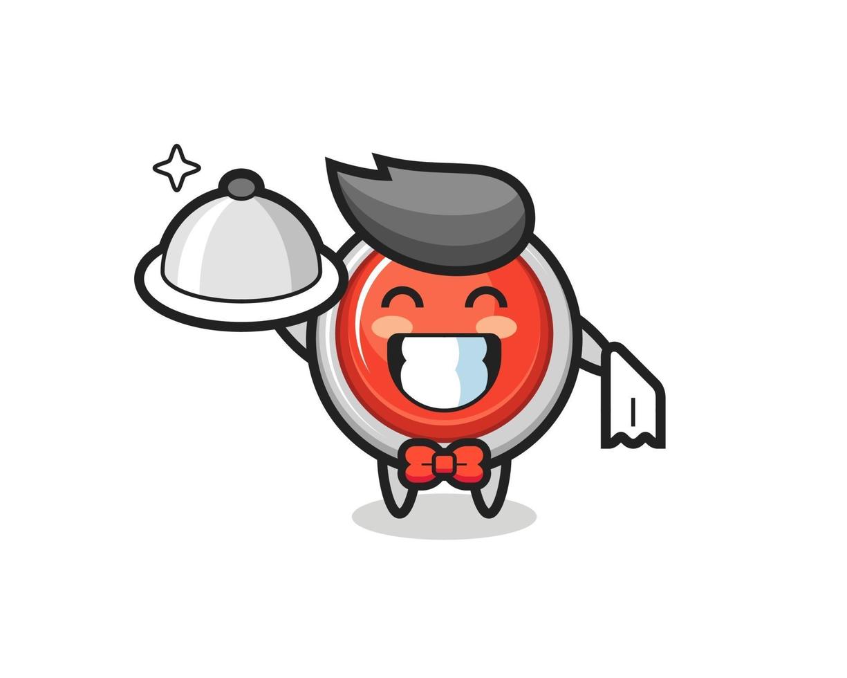 Character mascot of emergency panic button as a waiters vector