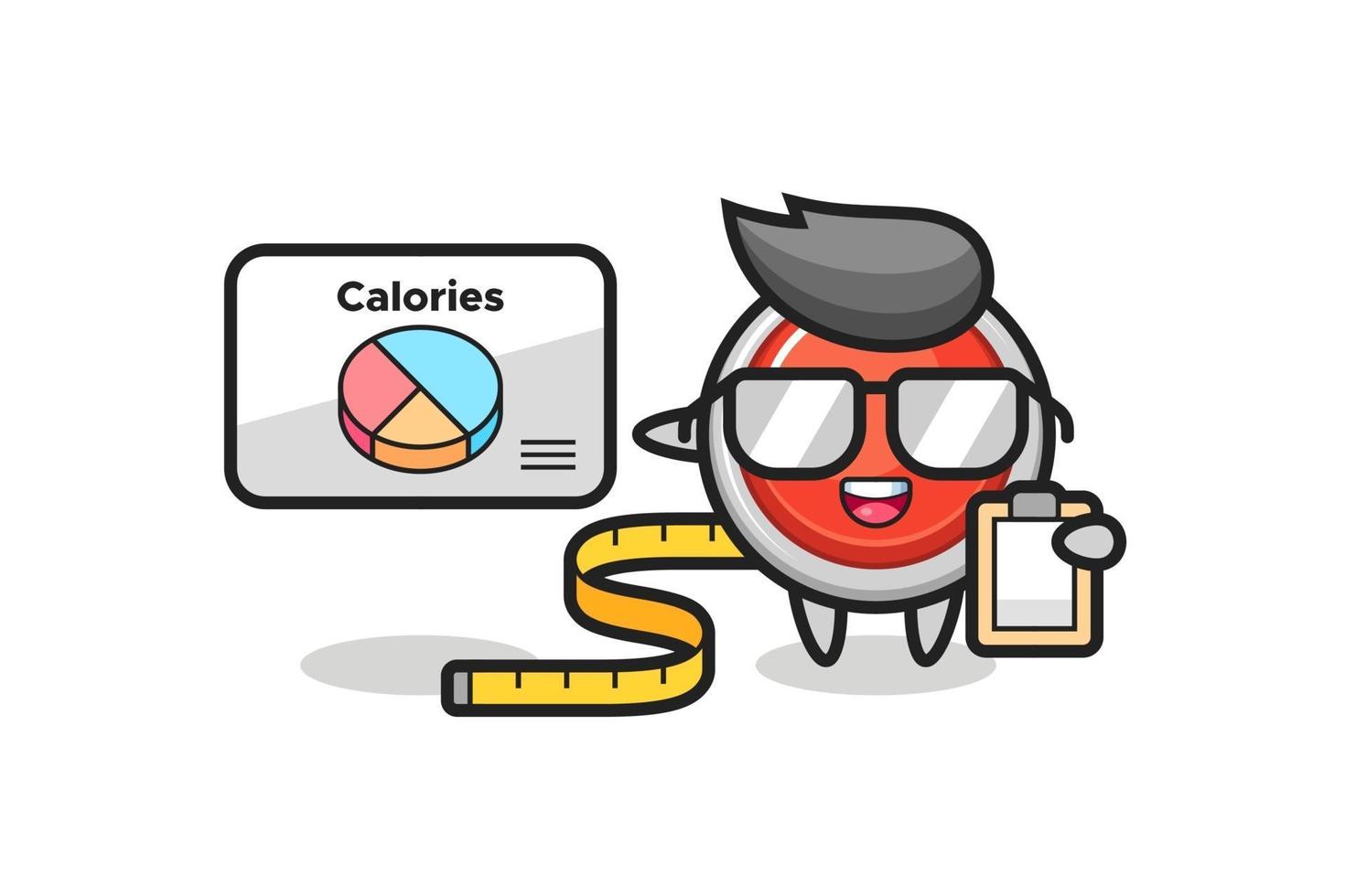 Illustration of emergency panic button mascot as a dietitian vector
