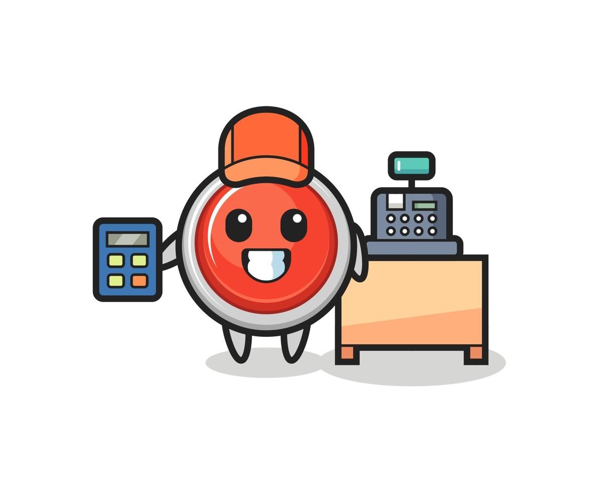 Illustration of emergency panic button character as a cashier vector