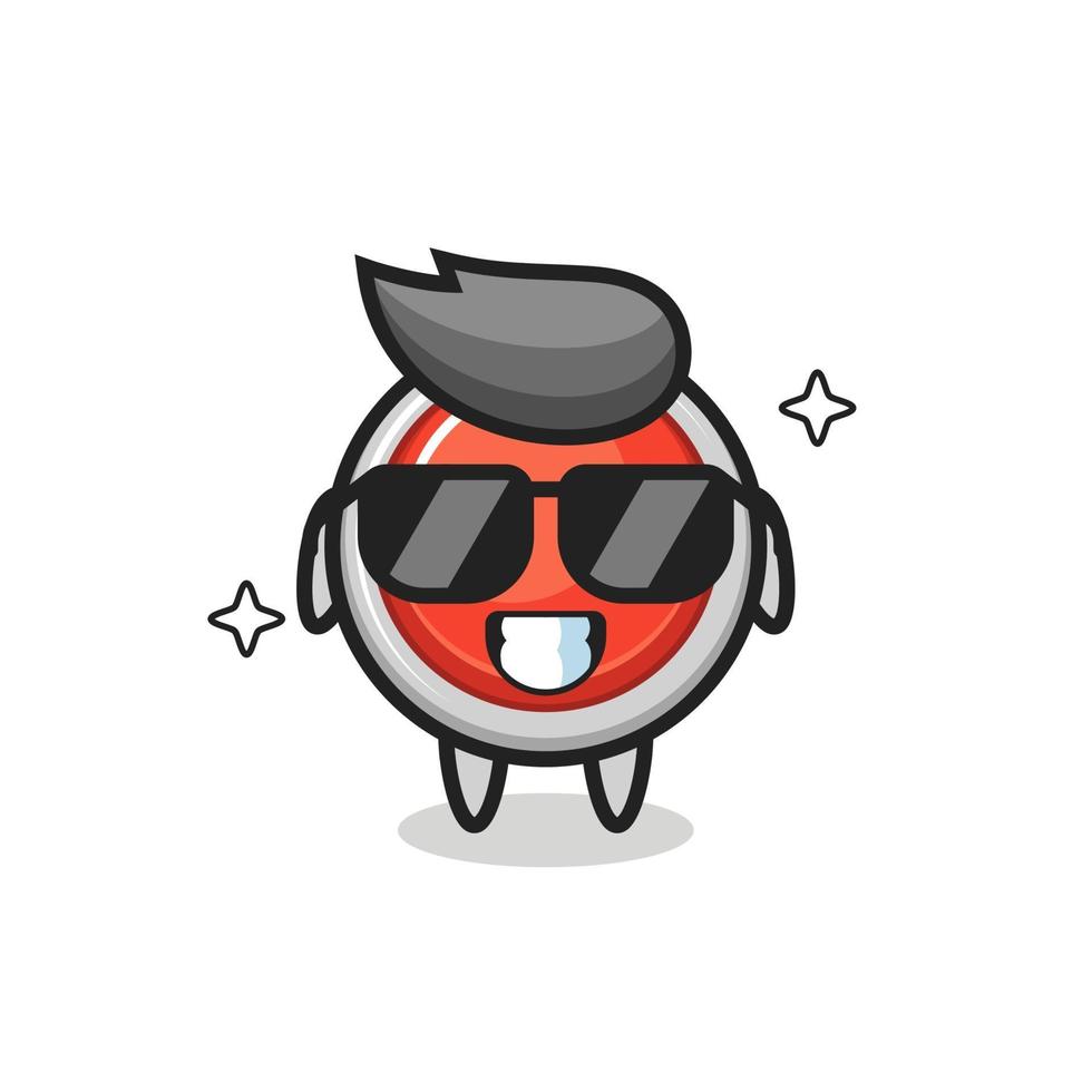 Cartoon mascot of emergency panic button with cool gesture vector