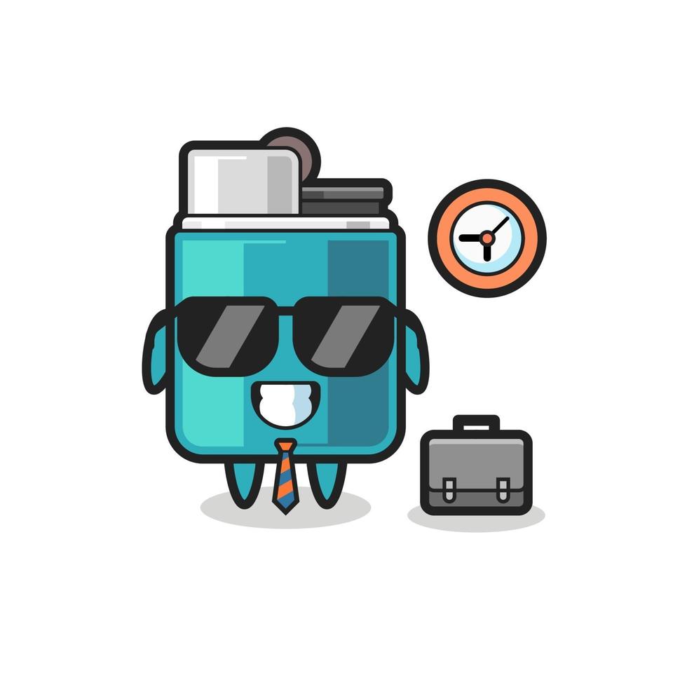 Cartoon mascot of lighter as a businessman vector