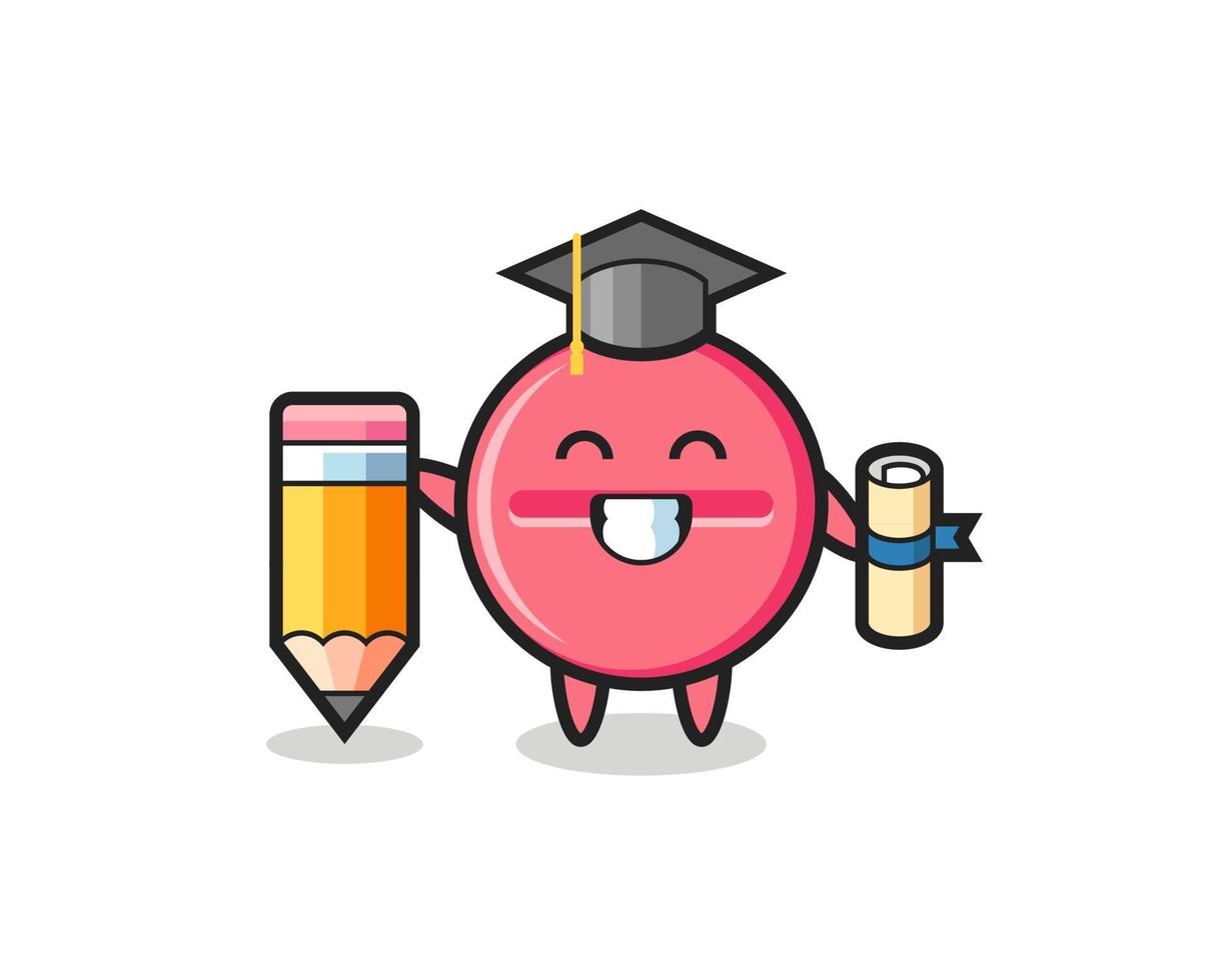 medicine tablet illustration cartoon is graduation with a giant pencil vector