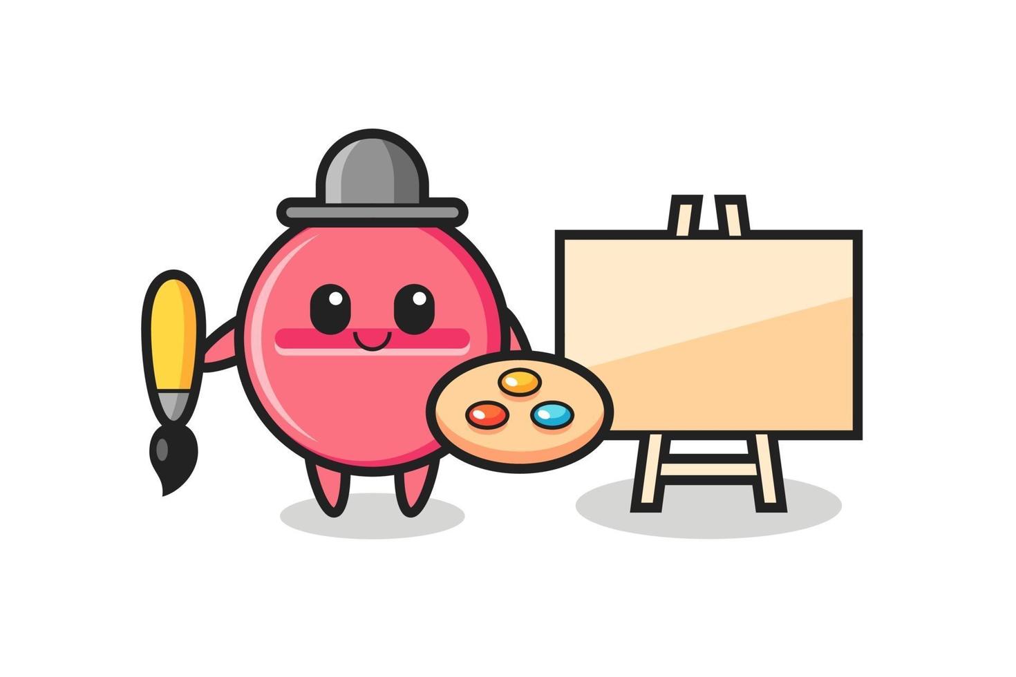 Illustration of medicine tablet mascot as a painter vector