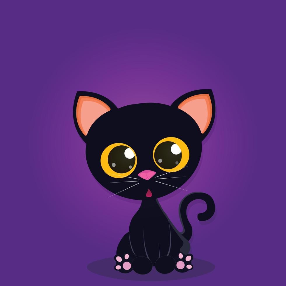 gatito negro de halloween vector