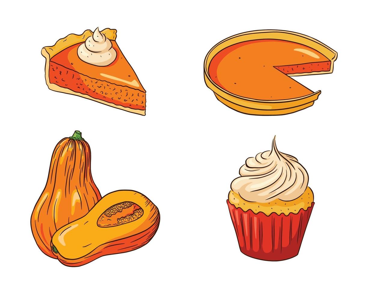 Autumn Holiday pumpkin dishes Collection vector