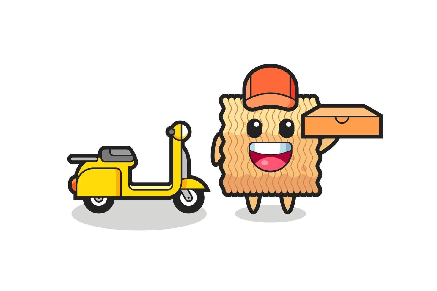 Character Illustration of raw instant noodle as a pizza deliveryman vector