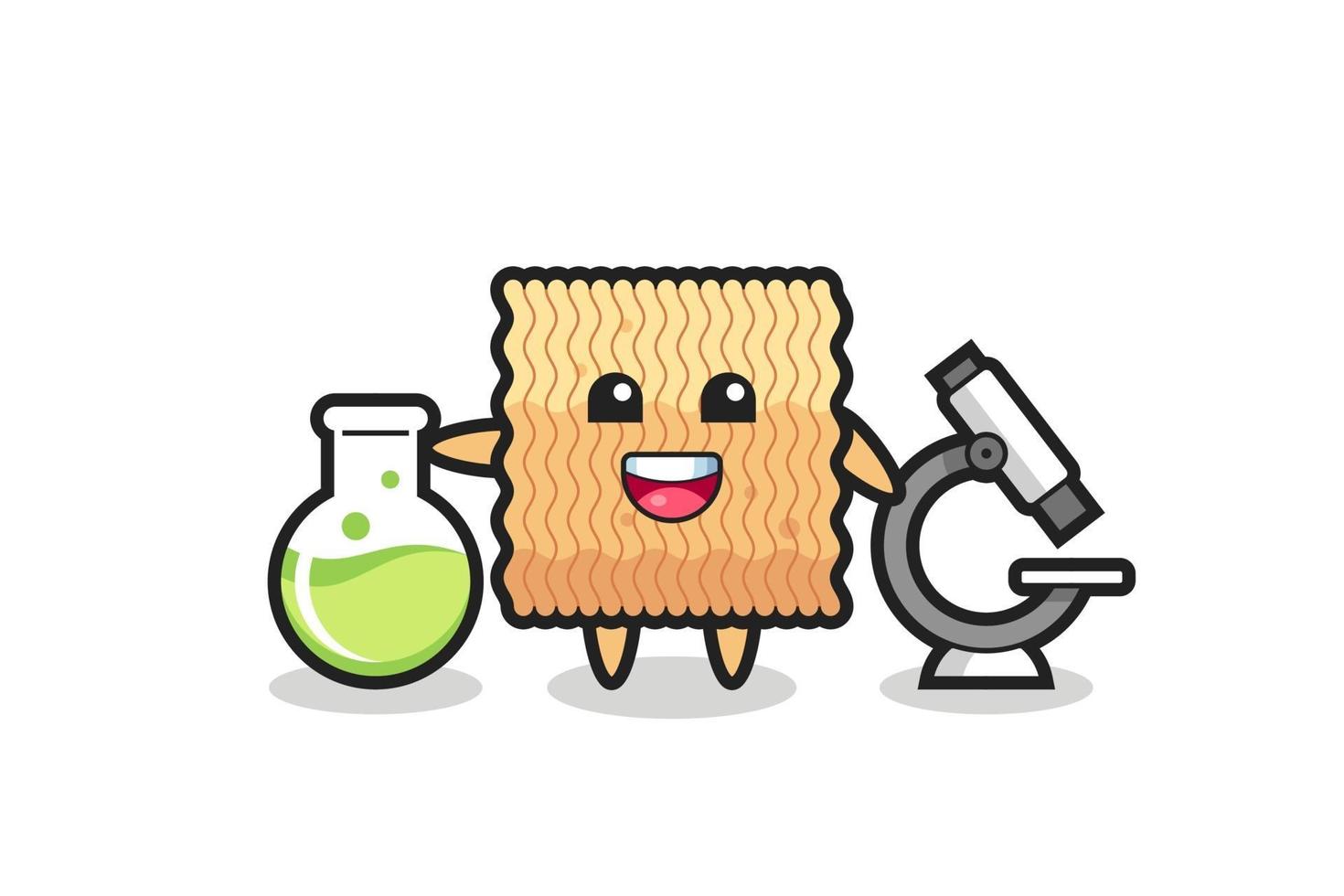Mascot character of raw instant noodle as a scientist vector