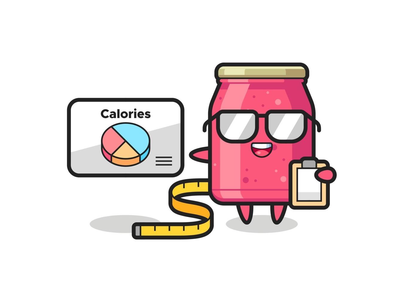 Illustration of strawberry jam mascot as a dietitian vector