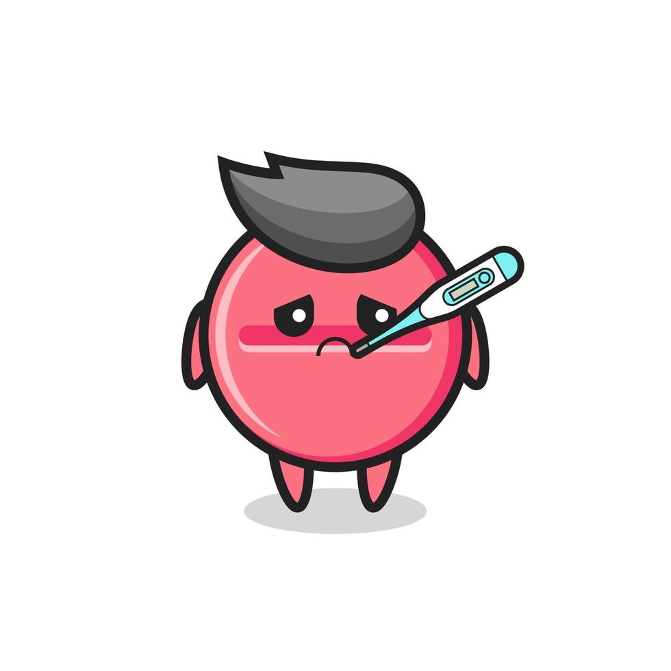 Personaje de mascota de tableta de medicina con condición febril vector