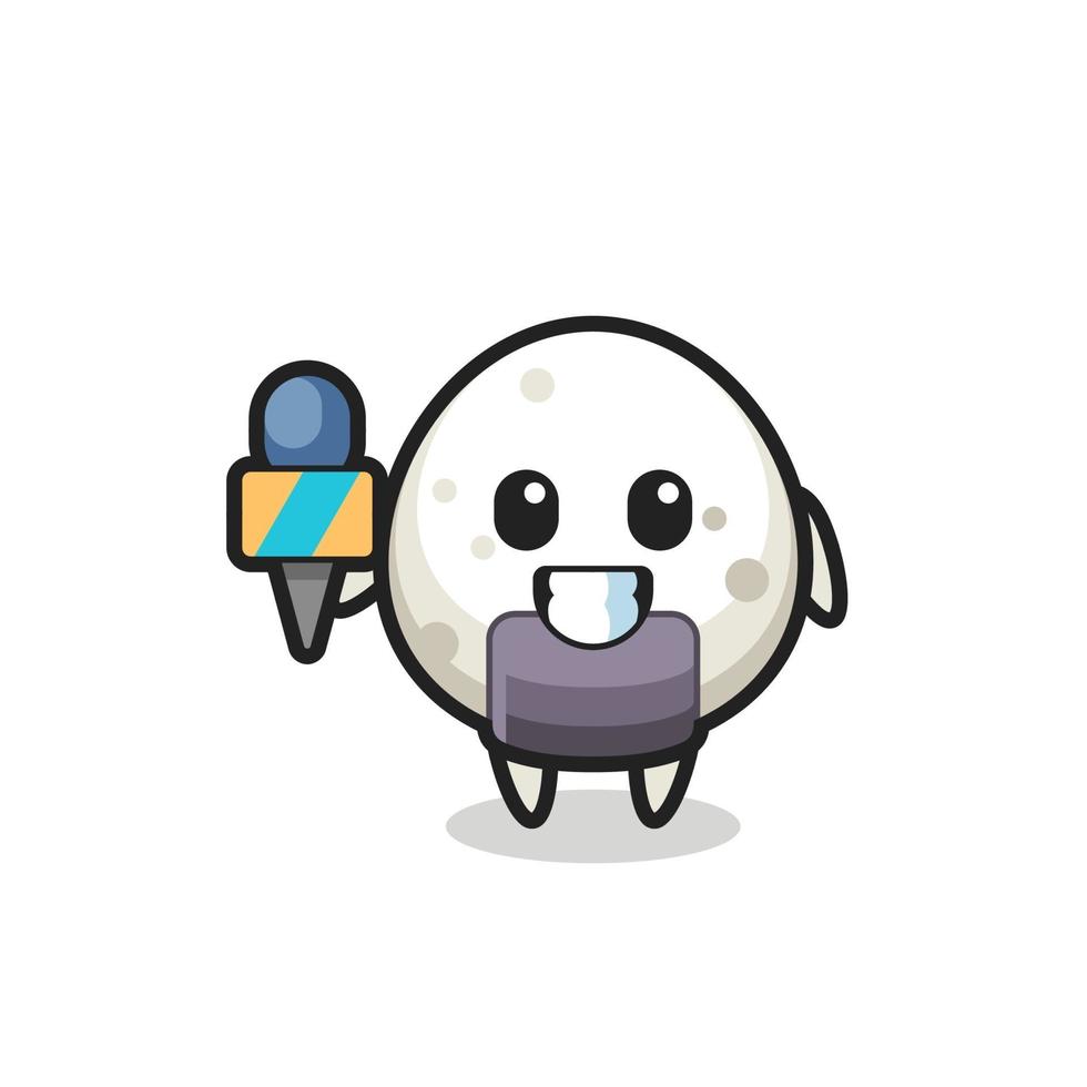 mascota del personaje de onigiri como reportero de noticias. vector