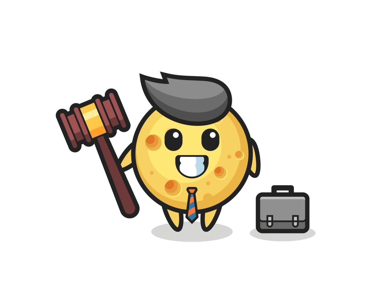 Ilustración de la mascota del queso redondo como abogado. vector