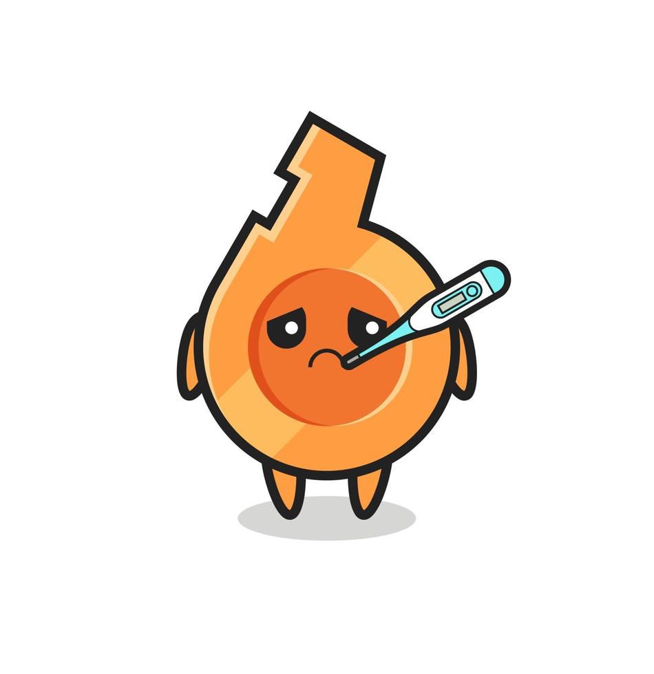 whistle mascot character with fever condition vector