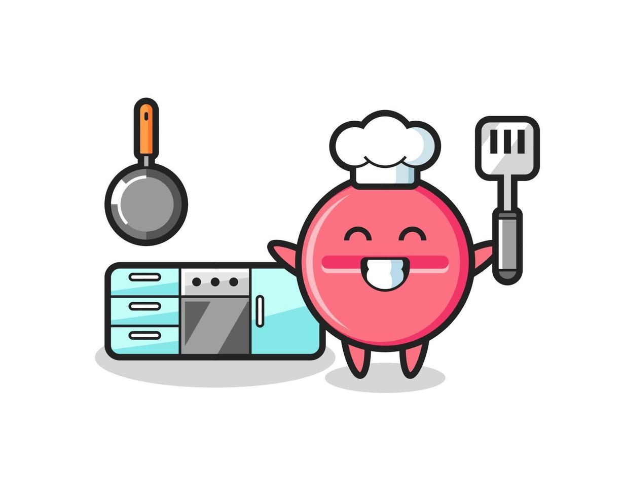 medicine tablet character illustration as a chef is cooking vector
