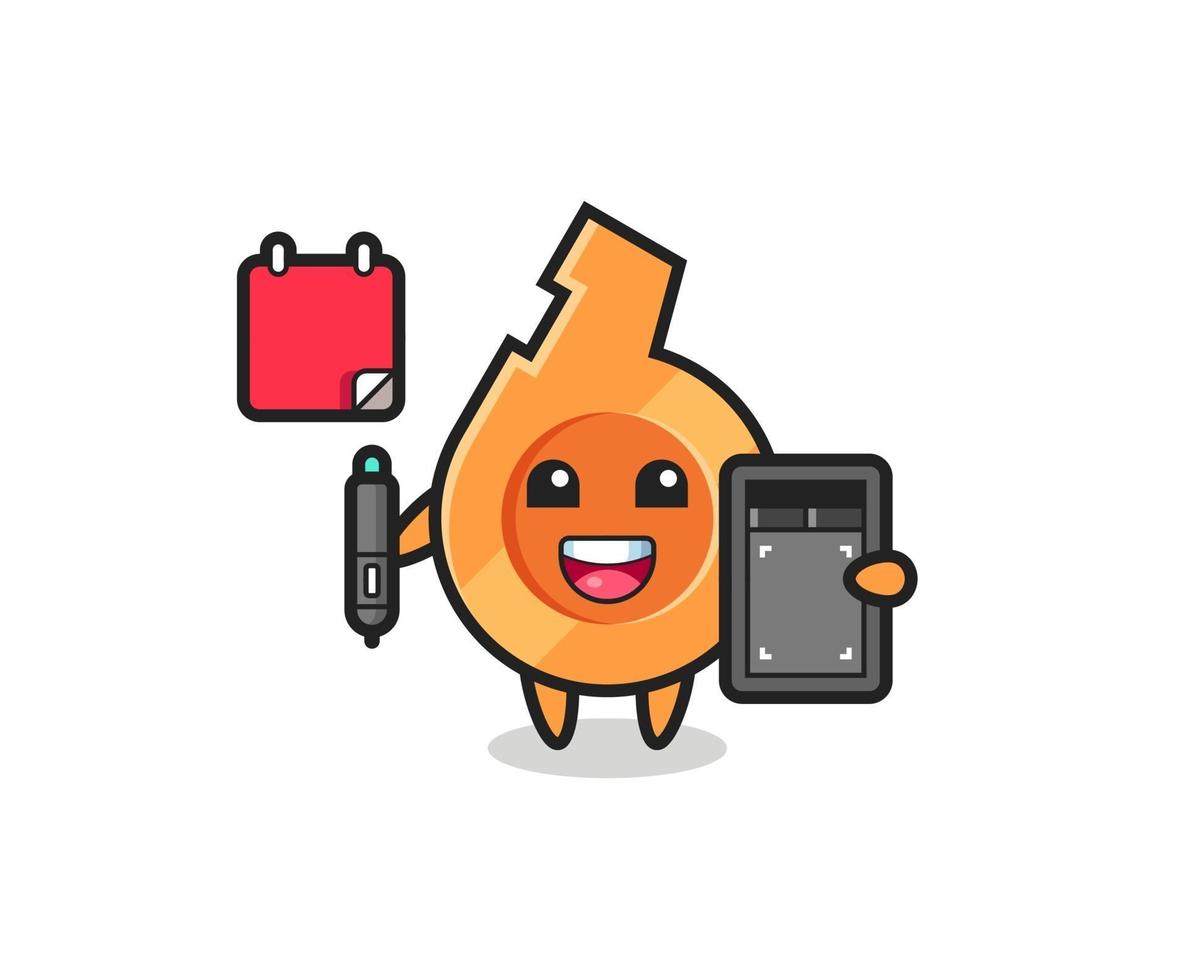 Illustration of whistle mascot as a graphic designer vector