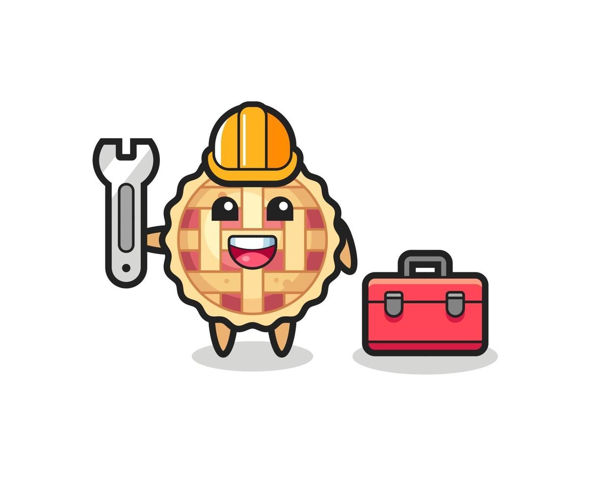 Mascot cartoon of apple pie as a mechanic vector