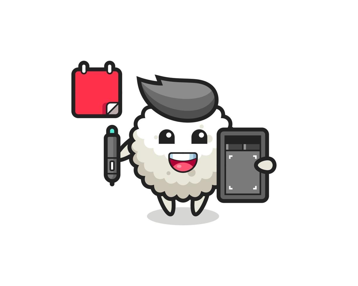Illustration of rice ball mascot as a graphic designer vector