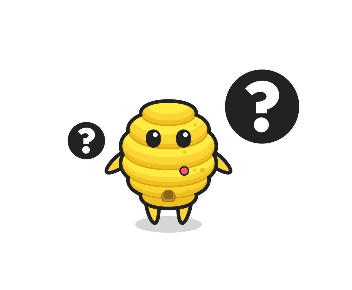 Cartoon Illustration of bee hive with the question mark vector