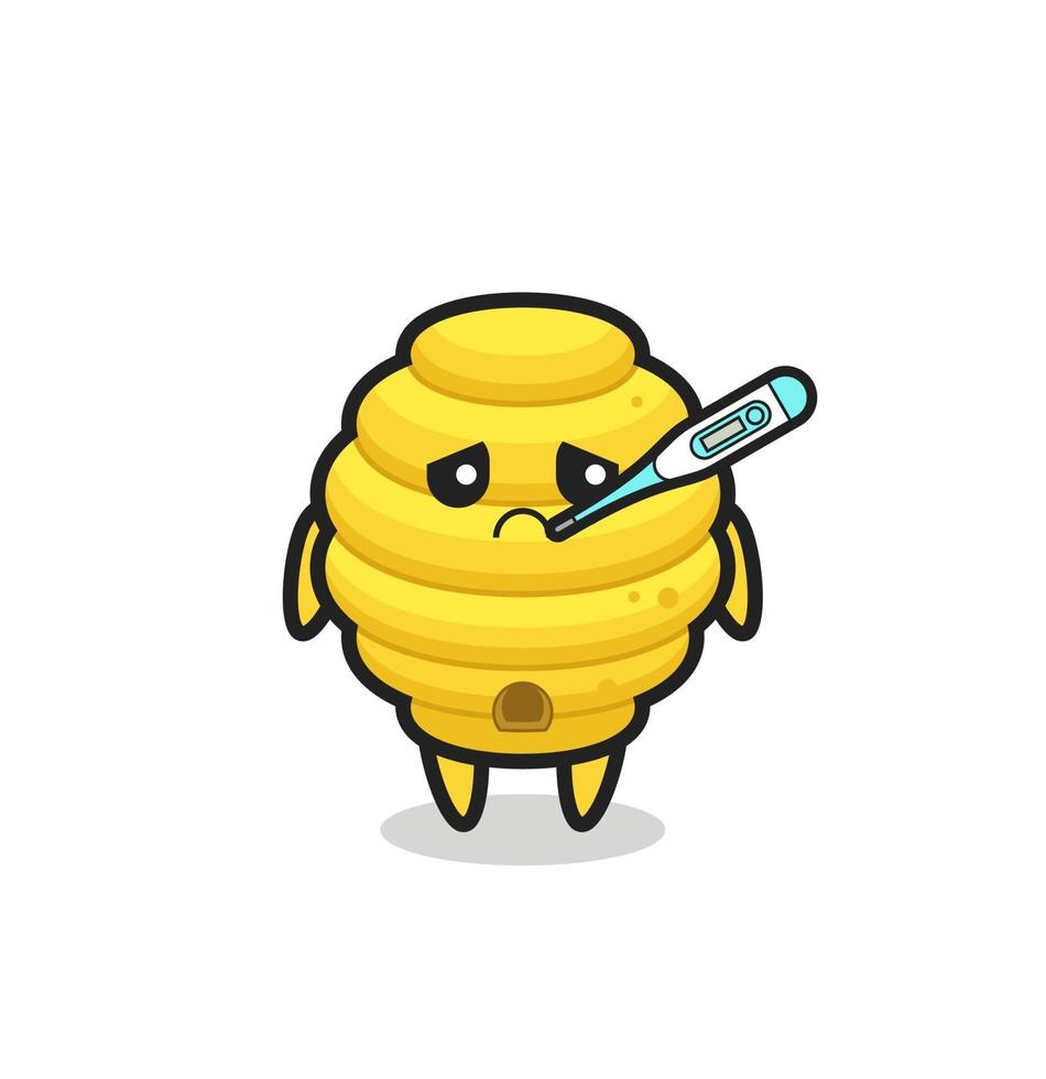 bee hive mascot character with fever condition vector