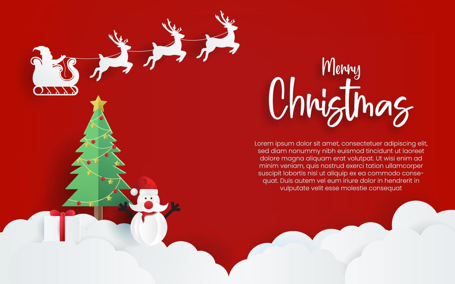 merry christmas background design with paper cut style. vector
