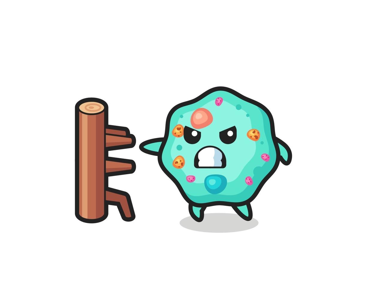 amoeba cartoon illustration as a karate fighter vector