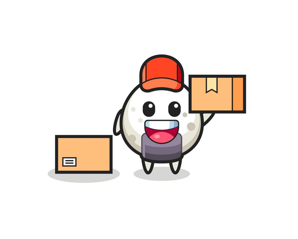 Ilustración de mascota de onigiri como mensajero. vector