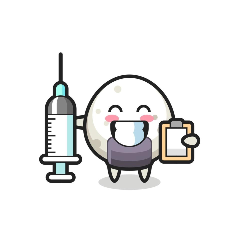 Ilustración de mascota de onigiri como médico. vector