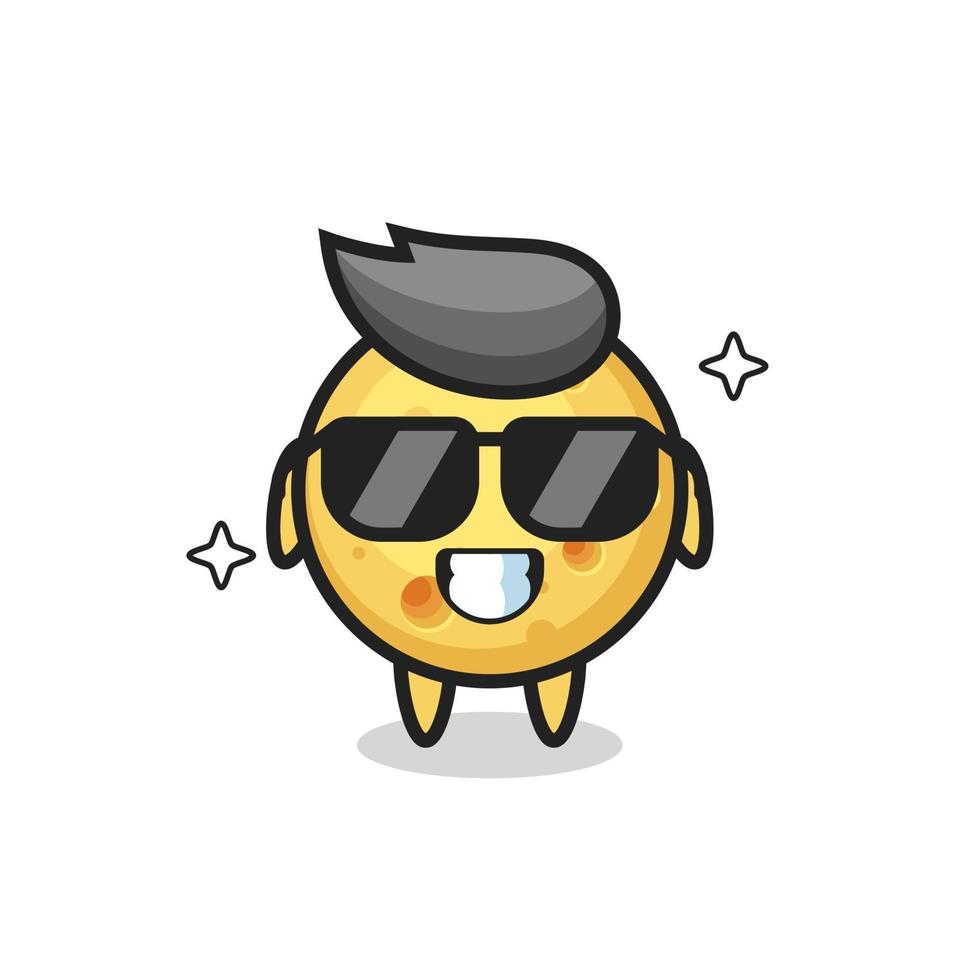 Cartoon mascot of round cheese with cool gesture vector