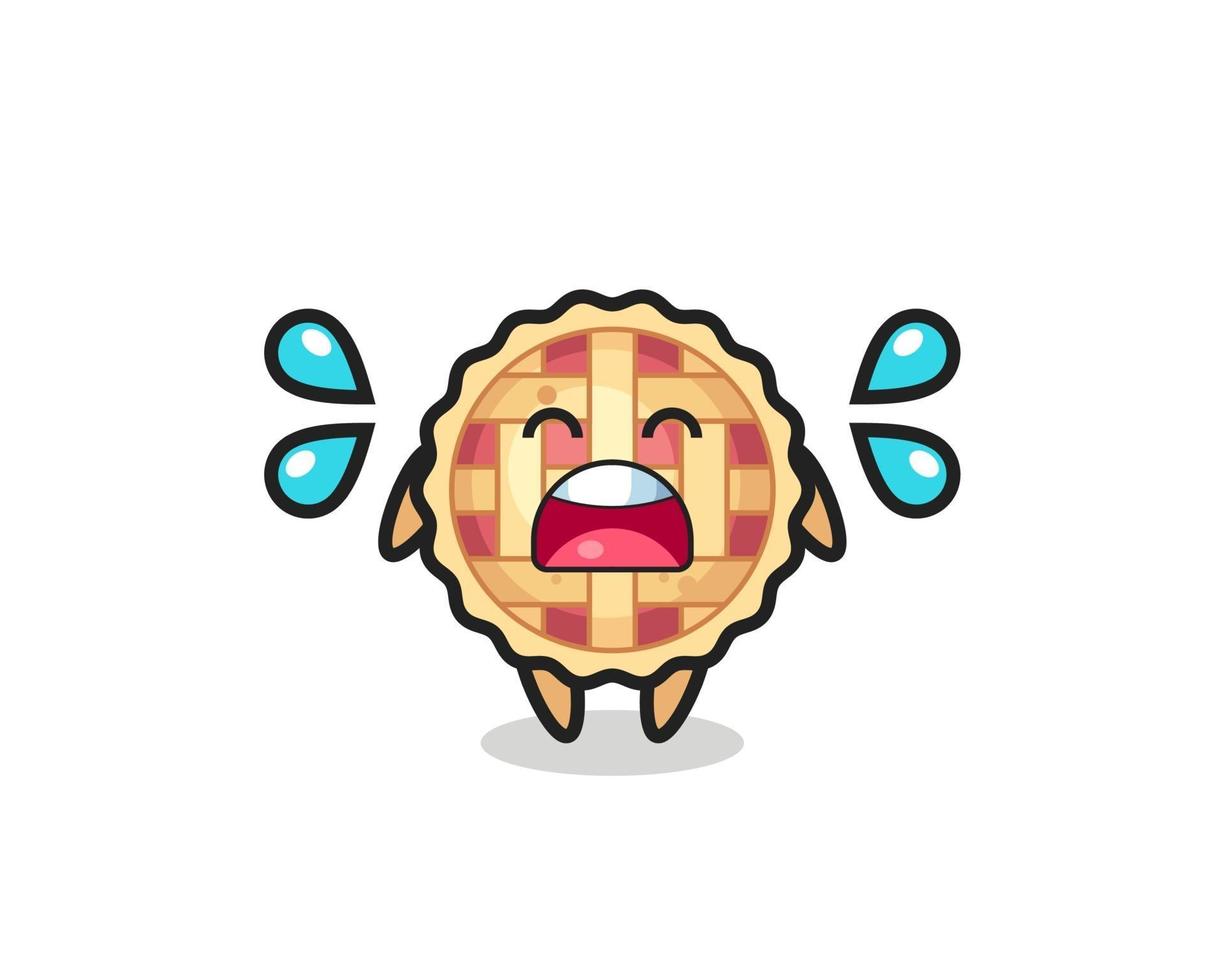 apple pie cartoon illustration with crying gesture vector