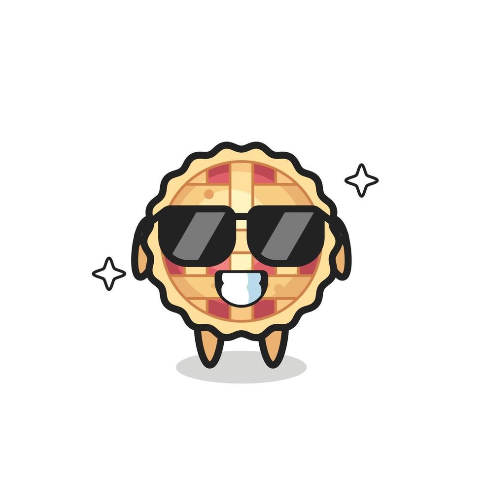 Cartoon mascot of apple pie with cool gesture vector