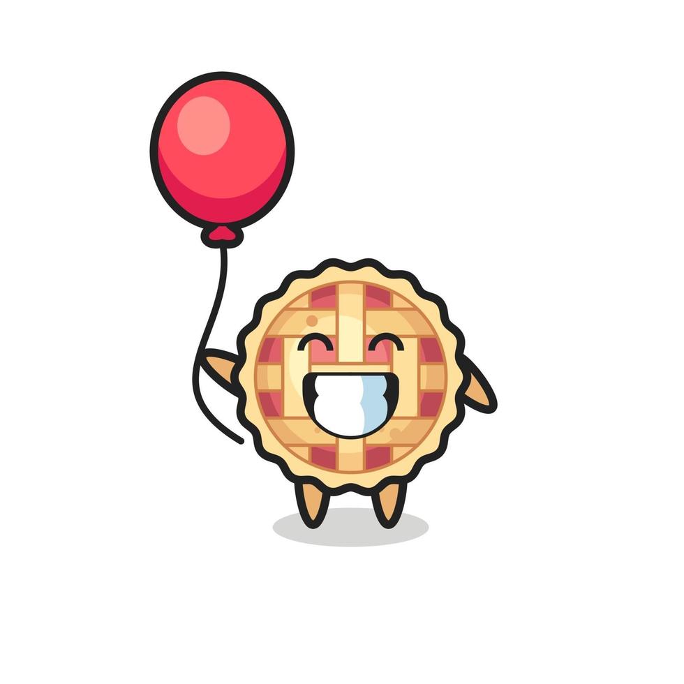 apple pie mascot illustration is playing balloon vector