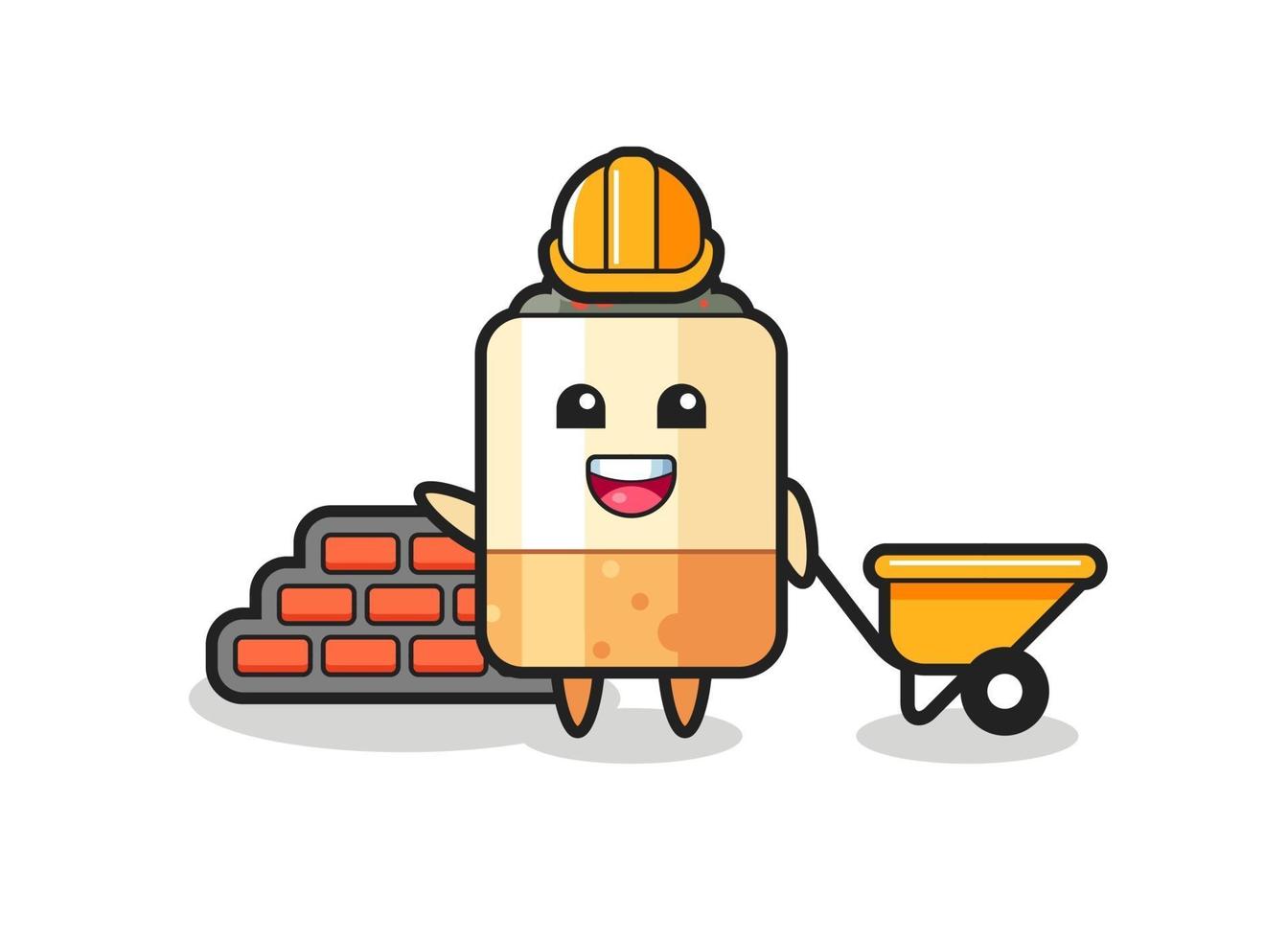 Cartoon character of cigarette as a builder vector
